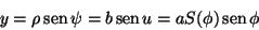 \begin{displaymath}
y=\rho\mathop{\rm sen}\nolimits \psi=b\mathop{\rm sen}\nolimits u=a S(\phi)\mathop{\rm sen}\nolimits \phi
\end{displaymath}