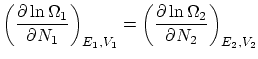 $\displaystyle \left( \frac{\partial \ln \Omega_1}{\partial N_1} \right)_{E_1, V_1} = \left( \frac{\partial \ln \Omega_2}{\partial N_2} \right)_{E_2, V_2}$