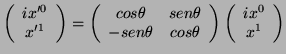 $\displaystyle \left(\begin{array}{c} ix'^{0} x'^{1} \end{array}\right)= \le...
... \end{array} \right) \left(\begin{array}{c} ix^{0} x^{1} \end{array}\right)$