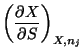 $\displaystyle \left(\frac{\partial X}{\partial S}\right)_{X,n_{j}}\!$