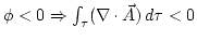 $\phi<0\Rightarrow \int_{\tau}(\nabla\cdot\vec{A})\,d\tau<0$