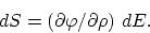 \begin{displaymath}
dS = (\partial \varphi/ \partial \rho) ~ dE.
\end{displaymath}