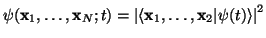 $ \psi({\bf x}_1,\ldots,{\bf x}_N;t) = \left\vert \braket{ {\bf x}_1, \ldots, {\bf x}_2 \vert \psi(t) } \right\vert^2$