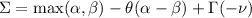 \displaystyle \Sigma = \max(\alpha, \beta) - \theta ( \alpha - \beta ) + \Gamma(-\nu)